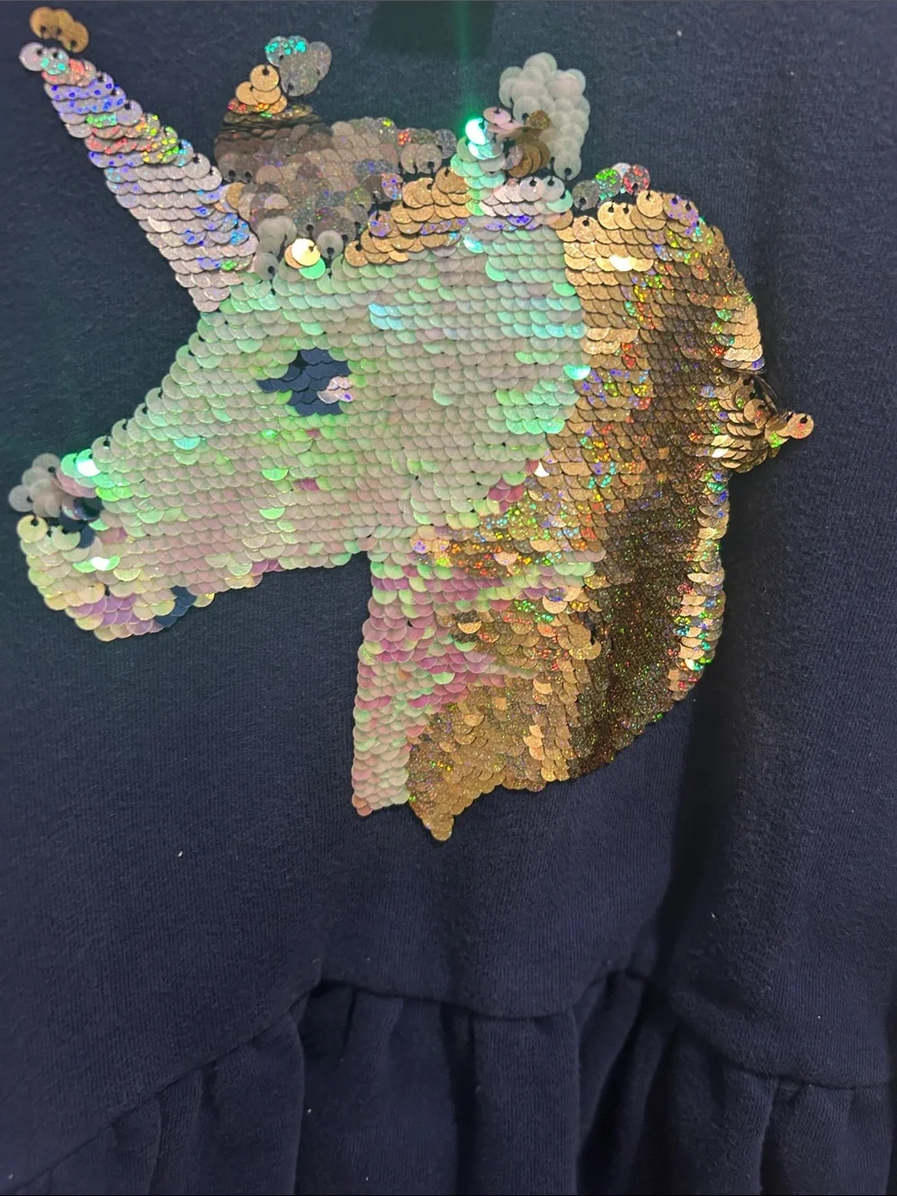 Carter's Navy Hoodie Dress with Sequin Unicorn